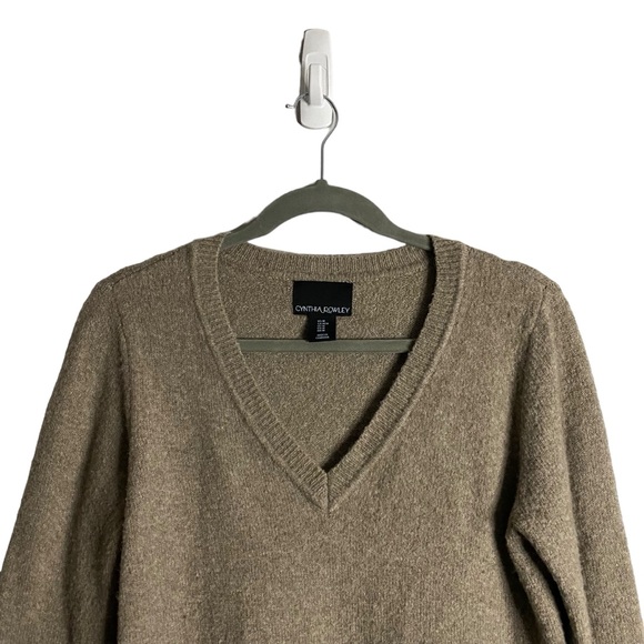 Cynthia Rowley Women's Tan V-Neck Knit Sweater - Picture 2 of 7